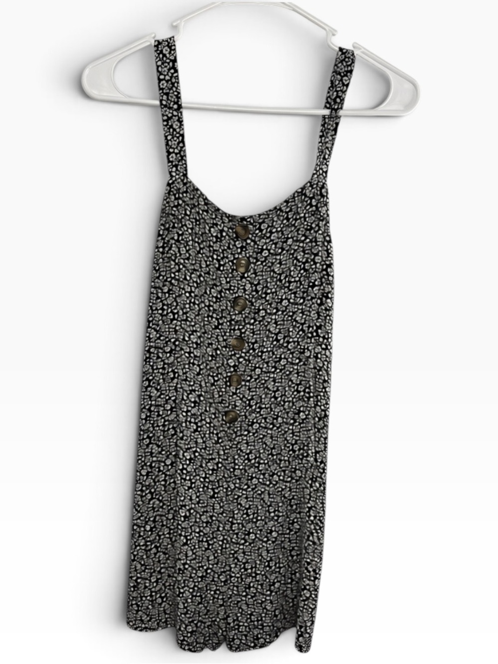 American Eagle Outfitters Black Floral Button-Front Jumpsuit with pockets